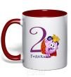 Mug with a colored handle Smeshariki 2 years old V.1 red фото