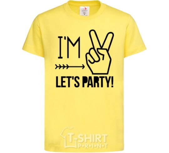 Kids T-shirt I am two let's party cornsilk фото