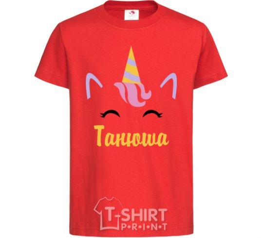 Kids T-shirt Tanya the unicorn red фото