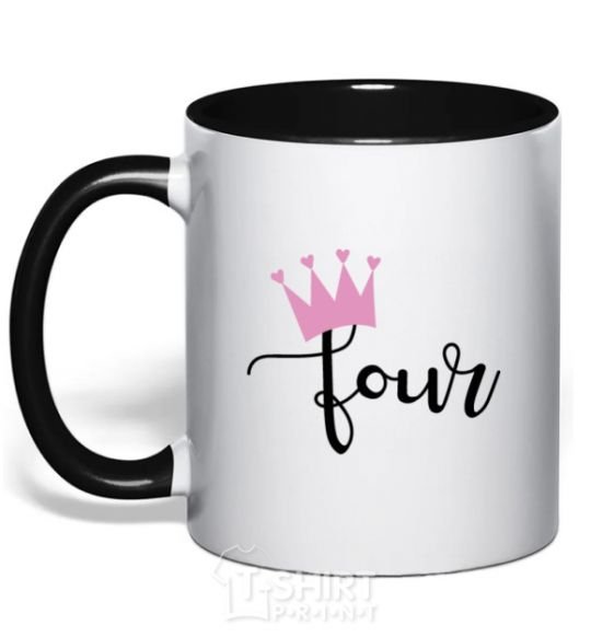 Mug with a colored handle Four crown black фото