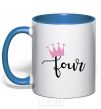 Mug with a colored handle Four crown royal-blue фото