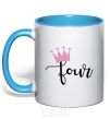 Mug with a colored handle Four crown sky-blue фото