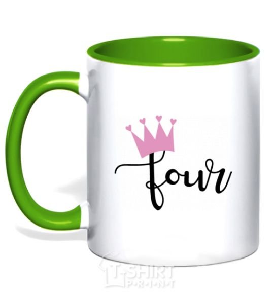 Mug with a colored handle Four crown kelly-green фото