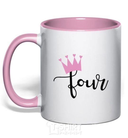 Mug with a colored handle Four crown light-pink фото