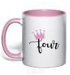 Mug with a colored handle Four crown light-pink фото