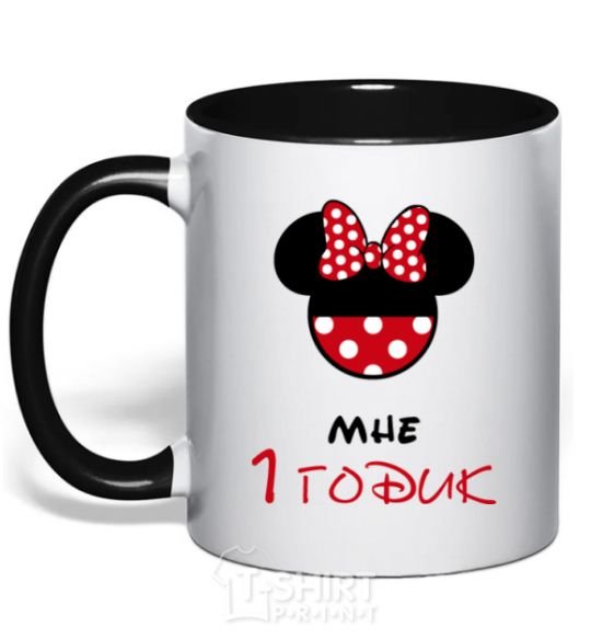 Mug with a colored handle I'm 1 year old (for a girl) black фото