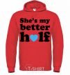 Men`s hoodie She is my better half bright-red фото