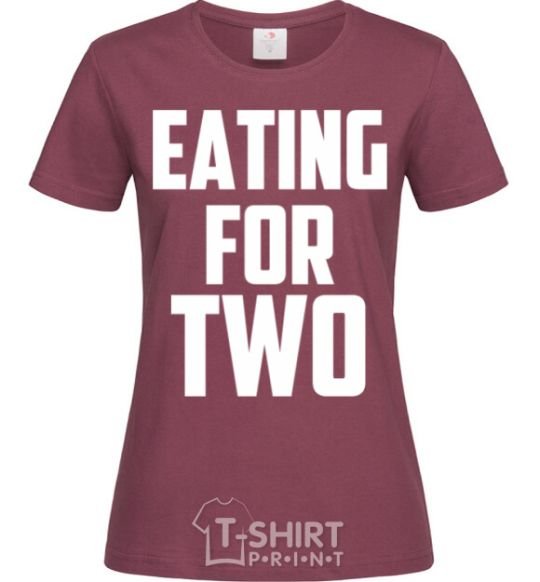 Women's T-shirt Eating for two burgundy фото