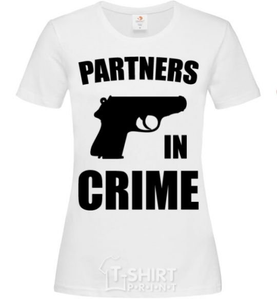 Women's T-shirt Partners in crime she White фото