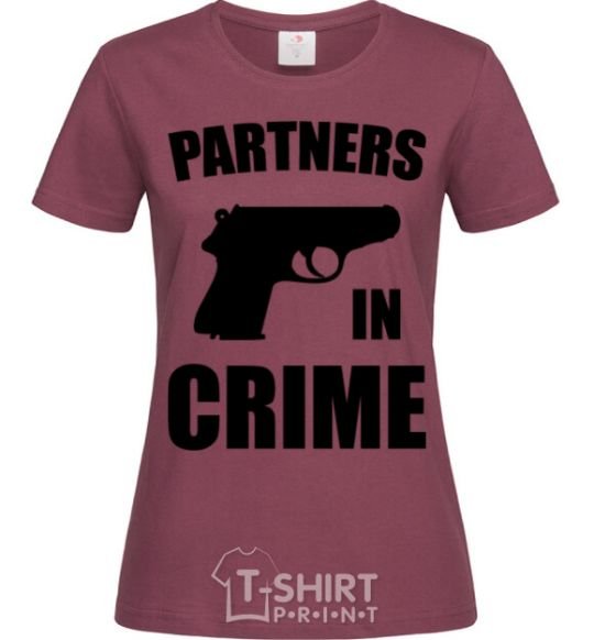 Women's T-shirt Partners in crime she burgundy фото