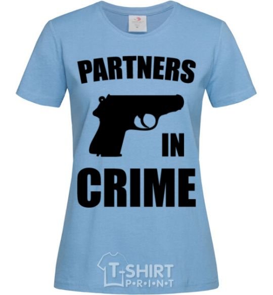 Women's T-shirt Partners in crime she sky-blue фото