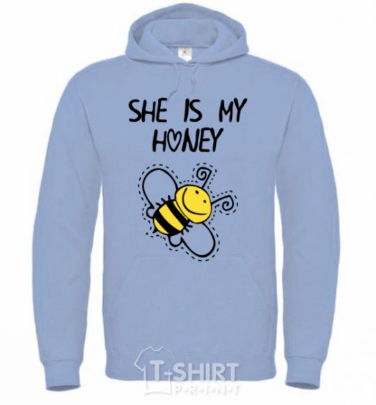 Men`s hoodie She is my honey sky-blue фото