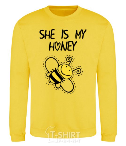 Sweatshirt She is my honey yellow фото