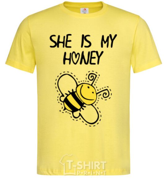 Men's T-Shirt She is my honey cornsilk фото