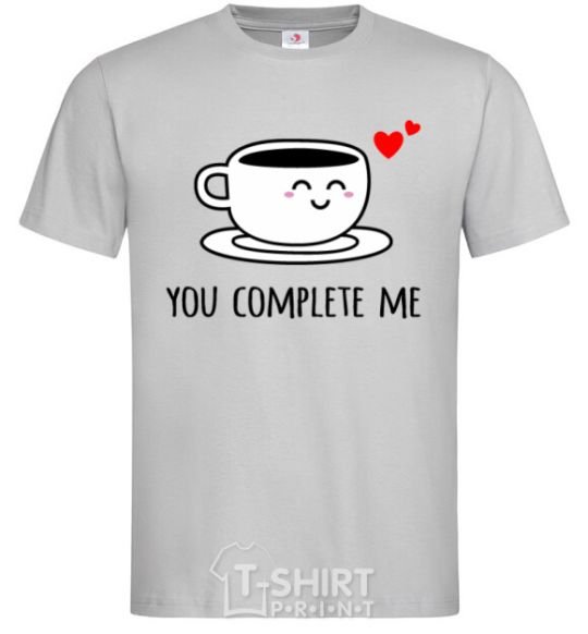 Men's T-Shirt You complete me cup grey фото