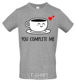 Мужская футболка You complete me cup Серый фото