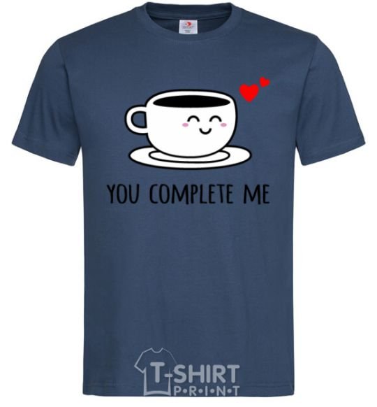 Мужская футболка You complete me cup Темно-синий фото