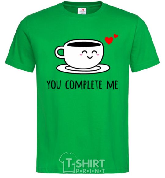 Мужская футболка You complete me cup Зеленый фото