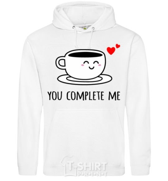 Men`s hoodie You complete me cup White фото