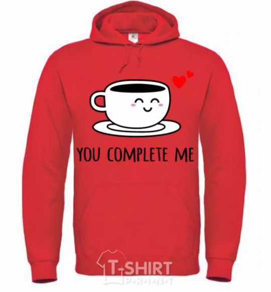 Men`s hoodie You complete me cup bright-red фото
