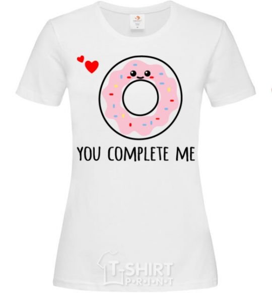 Женская футболка You complete me donut Белый фото