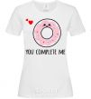 Women's T-shirt You complete me donut White фото