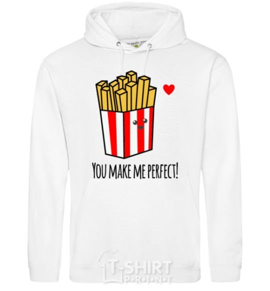 Men`s hoodie You make me perfect potato White фото