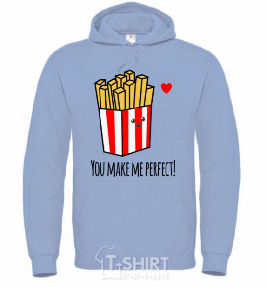Men`s hoodie You make me perfect potato sky-blue фото