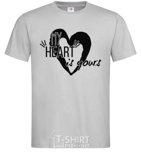 Мужская футболка My heart is yours Серый фото