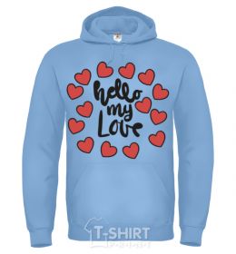 Мужская толстовка (худи) Hello my love Голубой фото