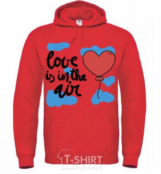 Men`s hoodie Love is in the air bright-red фото