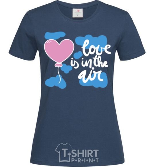 Women's T-shirt Love is in the air white navy-blue фото