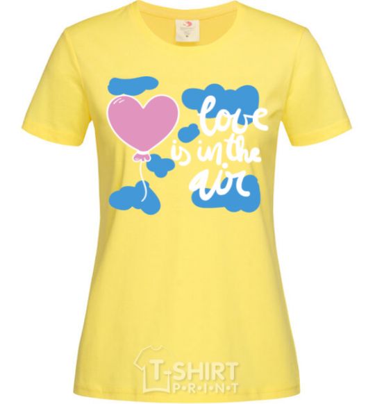 Women's T-shirt Love is in the air white cornsilk фото