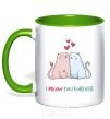 Mug with a colored handle I meow you forever kelly-green фото