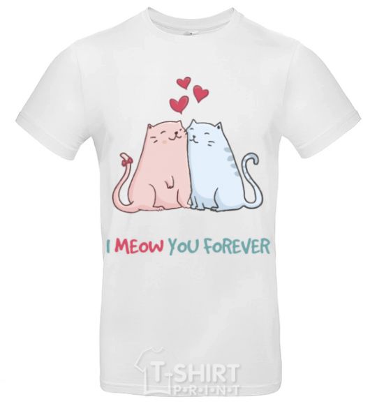 Мужская футболка I meow you forever Белый фото