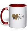 Mug with a colored handle You and me red фото