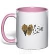 Mug with a colored handle You and me light-pink фото