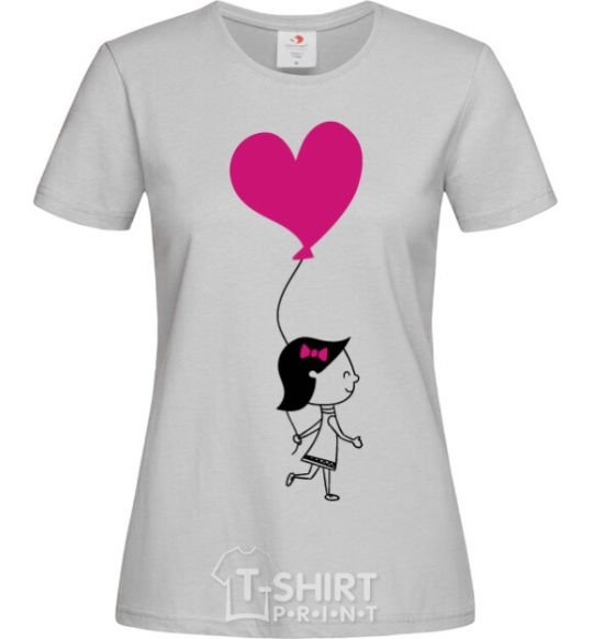 Женская футболка Ballon heart she Серый фото