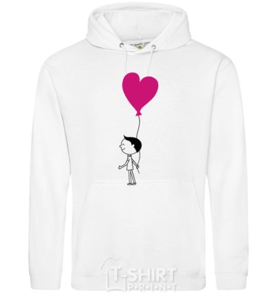 Men`s hoodie Ballon heart he White фото