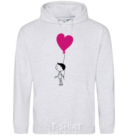 Men`s hoodie Ballon heart he sport-grey фото