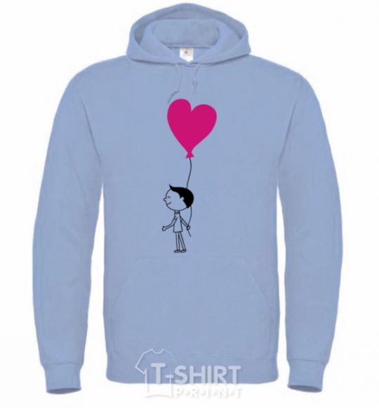 Men`s hoodie Ballon heart he sky-blue фото