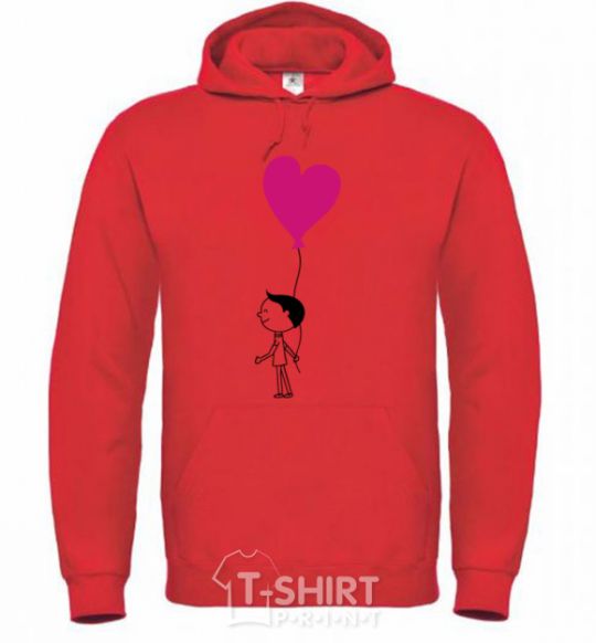 Men`s hoodie Ballon heart he bright-red фото