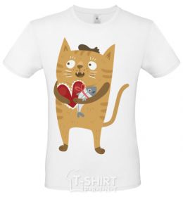 Men's T-Shirt Cat boy love White фото