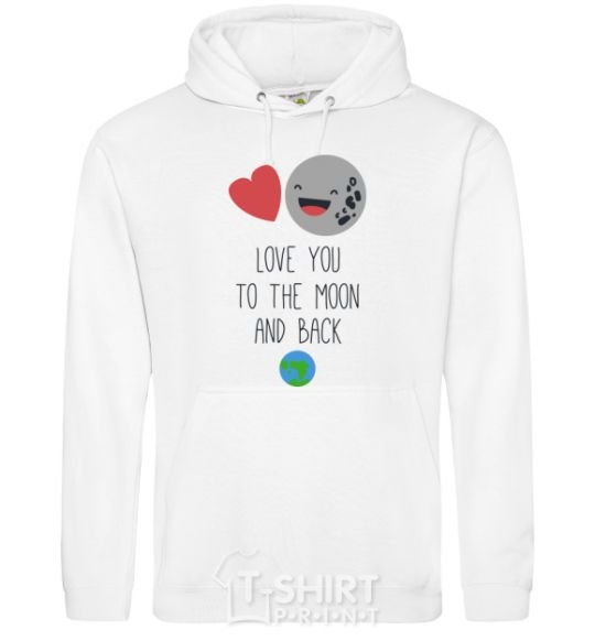 Men`s hoodie Love you to the moon White фото