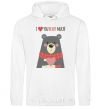 Men`s hoodie I love you beary much gray White фото