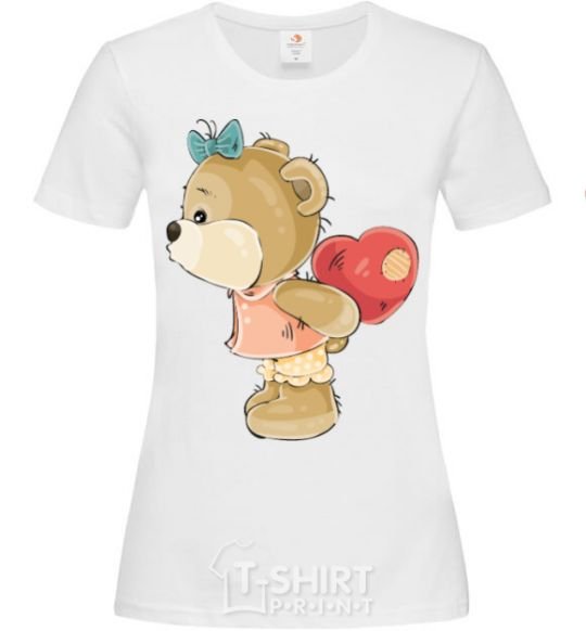 Women's T-shirt Teddy bear girl White фото