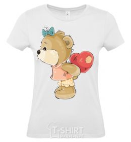 Women's T-shirt Teddy bear girl White фото