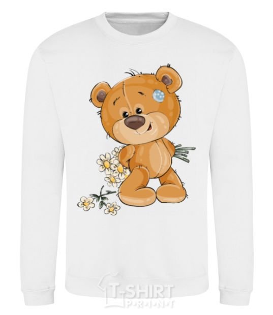 Свитшот Teddy bear with flowers Белый фото