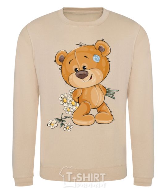 Свитшот Teddy bear with flowers Песочный фото