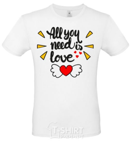 Men's T-Shirt All you need is love Heart with wings White фото